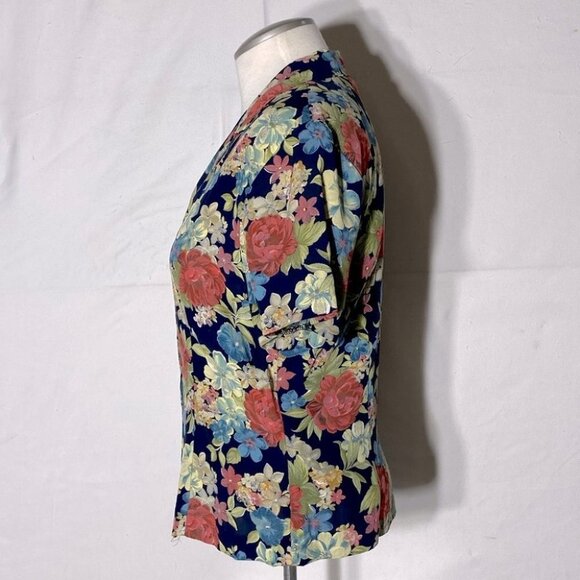 Vintage Braemar Floral Button Up Blouse L - Picture 3 of 11